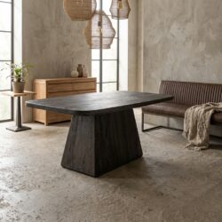 Asti eetkamertafel zwart, rechthoekig, New Vintage stijl