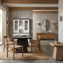 Asti eetkamertafel zwart, rechthoekig, new vintage stijl, 200 cm lang