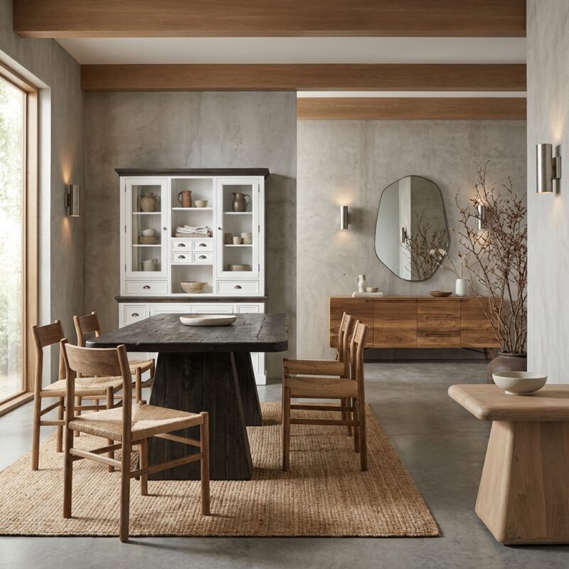 Asti eetkamertafel zwart, rechthoekig, new vintage stijl, 200 cm lang