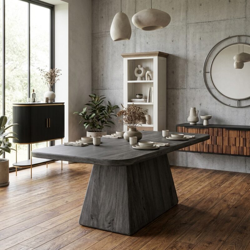 Asti eetkamertafel rechthoekig zwart 220 cm new vintage stijl