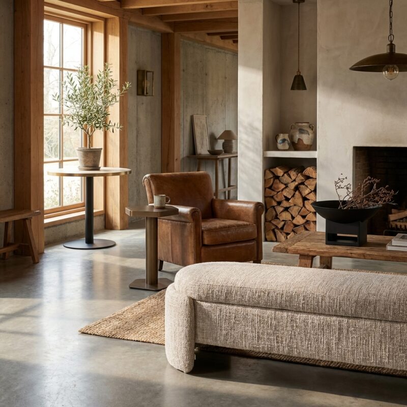 Bank Cupid beige angora met opbergruimte en handgemaakt ontwerp