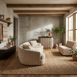 Bank Gianelle natural chunky, bruin, handgemaakt, afneembare kussens en armleuning