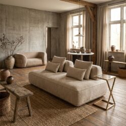 Bank Tudor natural boldweave 2,5-seater movable backrest hoofdafbeelding