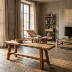 Bankje Blora 120, houten zitbankje uit recycled teak hout, Selected Collection