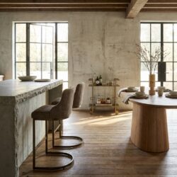 Barstoel Bolton brown tweed set van twee