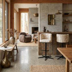 Barstoel Cheyenne beige graffic swivel