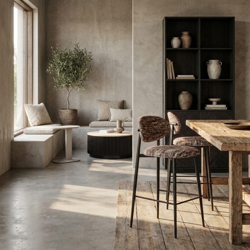 Barstoel Dantes in hazel met zwart metalen frame