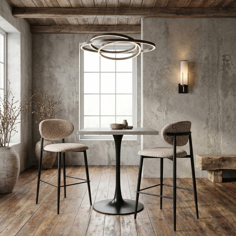 Barstoel Dantes zwart met natural geo-stof en brandvertragend