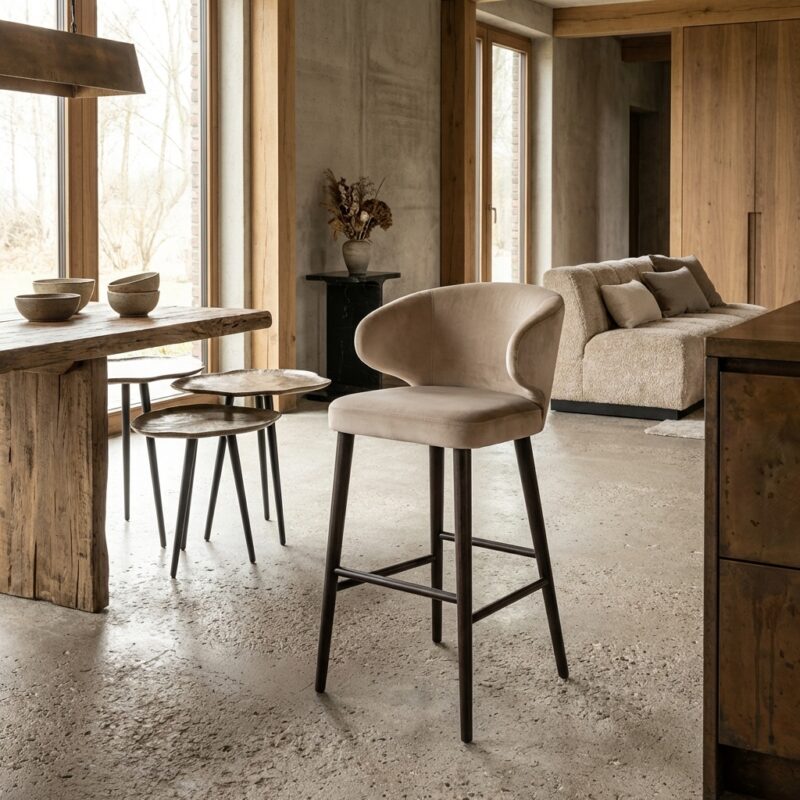 Barstoel Indigo customized fire retardant, handgemaakt, modern design