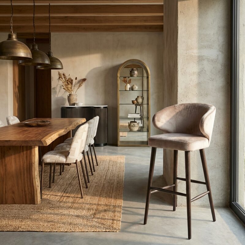 Barstoel Indigo customized, handgemaakt, stoffen uit Richmond Interiors collectie