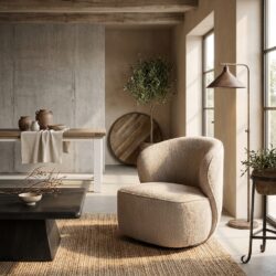 Belvi draaibaar fauteuil in oud roze met stoffen bekleding