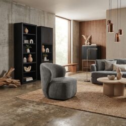 Belvi draaibaar fauteuil in donkergrijs met stoffen bekleding