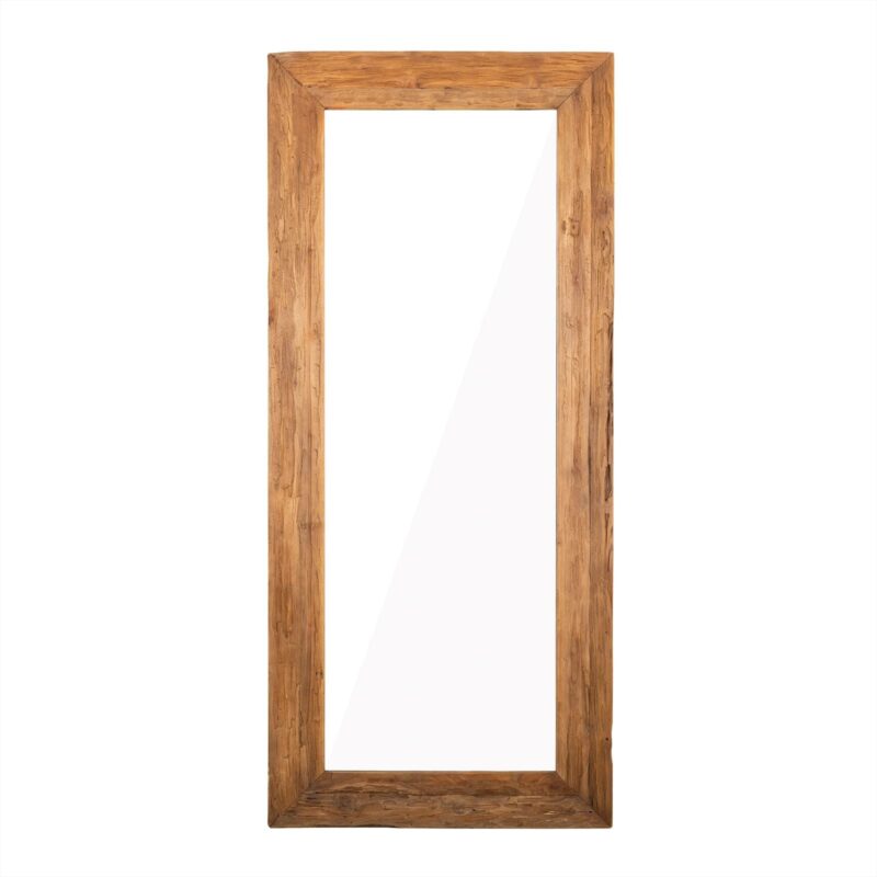 Detail van het teakhout van de spiegel