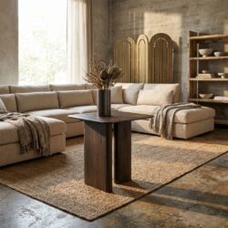 Bijzettafel Castello met smoked charcoale oak top en compact formaat