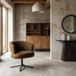 Blake eetkamerstoel, bruin, stof en gecoat staal, comfortabel en stijlvol