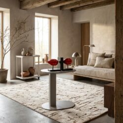 Boekenstandaard Xia, zwart, handgemaakt, met veiligheidsglas