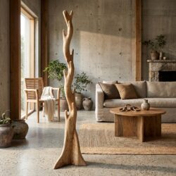 Robuuste suarhout boomsculptuur single in houtkleur