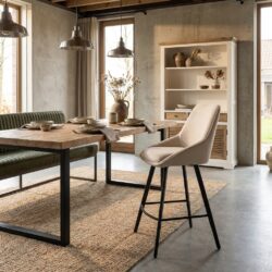 Borgo barstool Bjorn 24 beige, landelijk modern, frame zwart gelakt