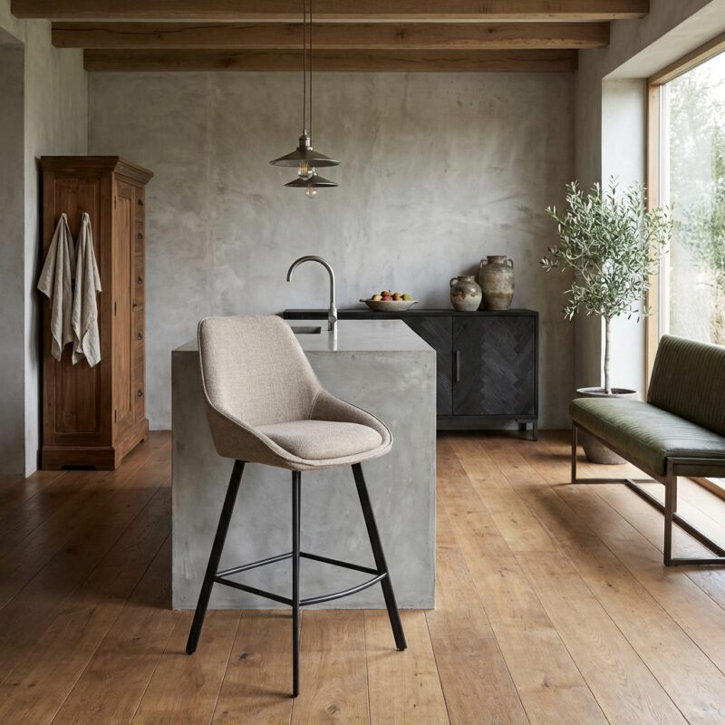 Borgo barstool Bjorn 34 beige-grijs landelijk modern stijl