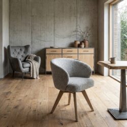 Brescia armstoel met draaibaar mechanisme in beige en witte stof, Puente 06 kleur