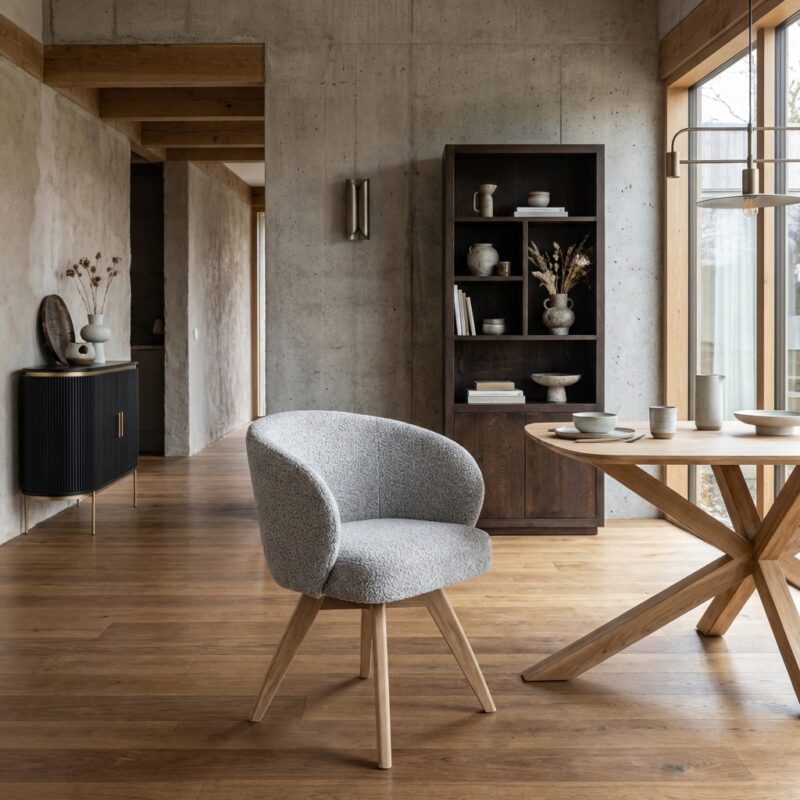 Brescia armstoel met draaibaar mechanisme in lichtgrijs met Puente 09 stof