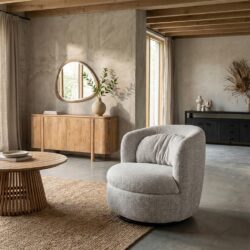 Britt Beige draaifauteuil, luxe uitstraling en comfortabel zitgedeelte