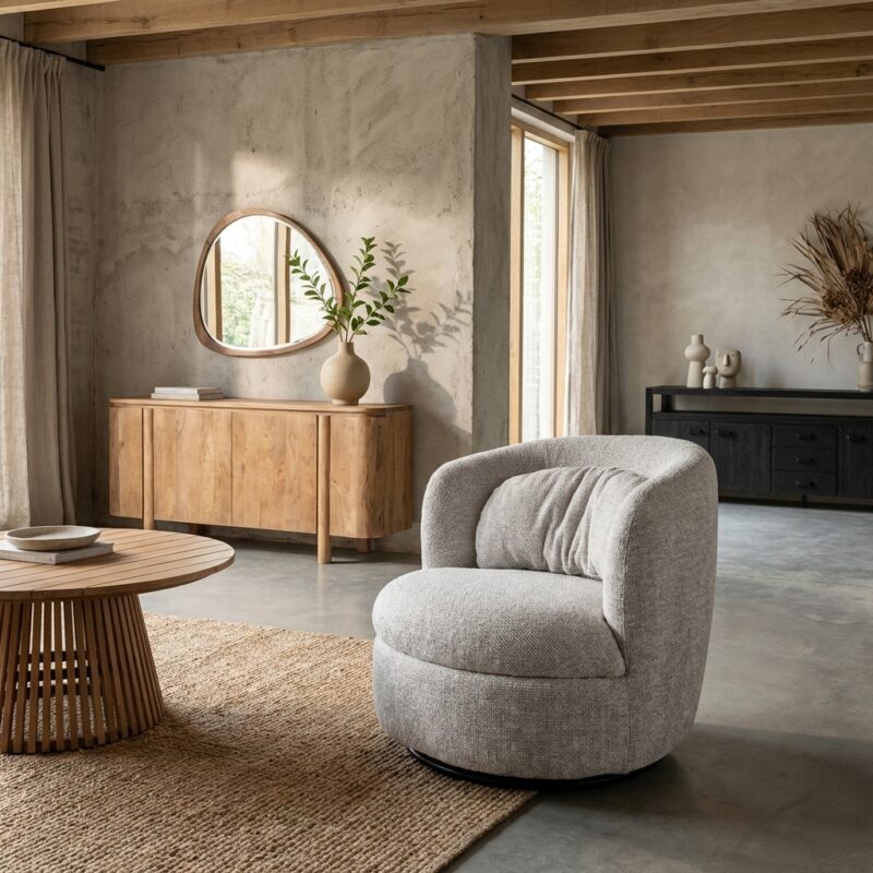 Britt Beige draaifauteuil, luxe uitstraling en comfortabel zitgedeelte