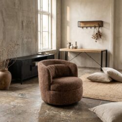 Britt Bordeaux draaifauteuil, luxe en comfortabel, rood, stof en gecoat staal