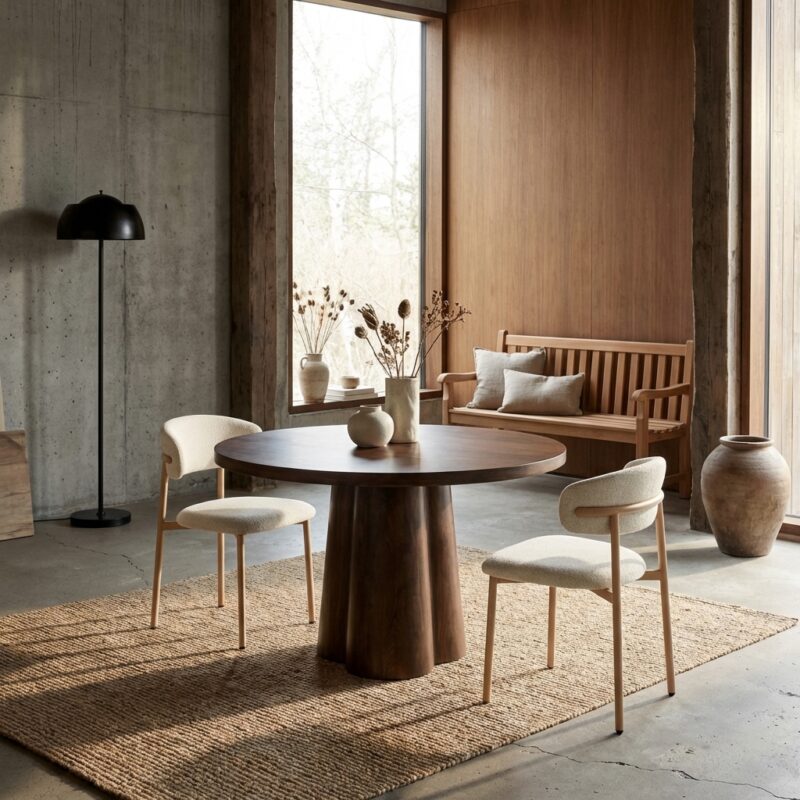 Brix Clubs 130cm eettafel, donkerbruin mangohout, afgelakt, stijlvol