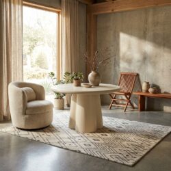 Brix Clubs Sandy 130cm ronde eetkamertafel crème wit beton MDF