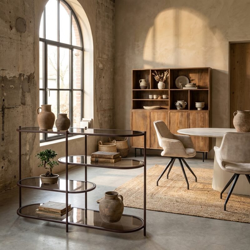 Brix Jill rood glas kabinet wandrek interieur design