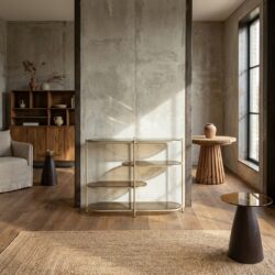 Brix Jill Off White 90cm wandrek met luxe rookglas en gecoat staal