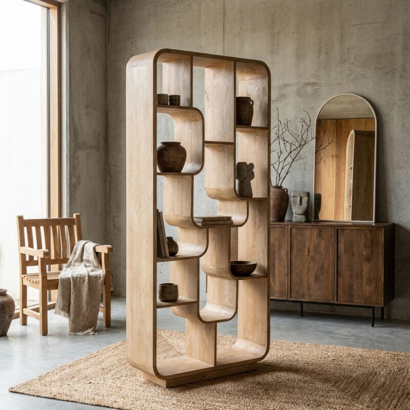 Brix Logan Almond organische boekenkast bruin mangohout