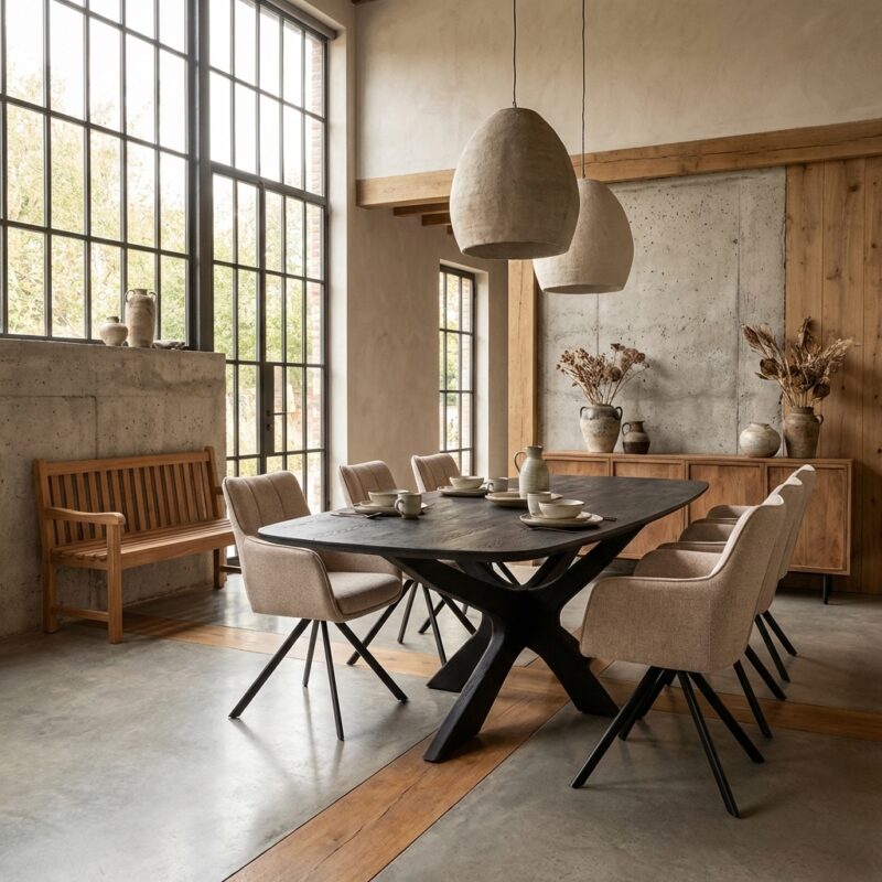 Brix Montreaux Black eetkamertafel, ovaal, zwart, mangohout