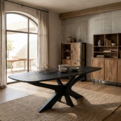 Brix Montreaux Black eetkamertafel, ovaal vorm, zwart, mangohout