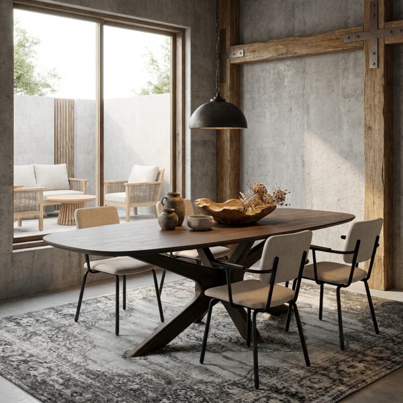 Brix Montreaux Brown eetkamertafel, ovaal vorm, bruin, mangohout