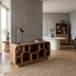 Brix Morgan Almond tv-meubel, organisch vorm, bruin, mangohout