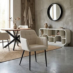 Bronco Sand stoel van Livingfurn in beige, stof en gecoat staal, comfortabel en stijlvol