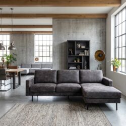 Industrieel bankstel Cambridge 2 5-AL/AR met chaise in grijs