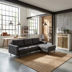Industrieel bankstel Cambridge 2 5-AL/AR + chaise in anthraciet grijs