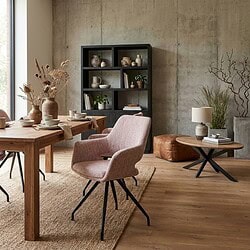 Capp eetkamerstoel roze stof gecoat staal luxe design