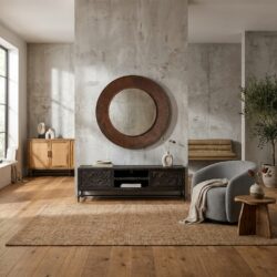 Casina TV-meubel Oriental Chic zwart met metalen frame