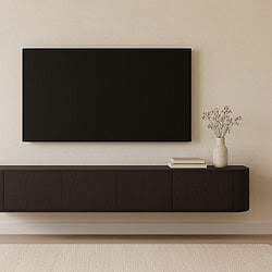 Novero espresso zwevend tv meubel in combinatie met andere meubelen