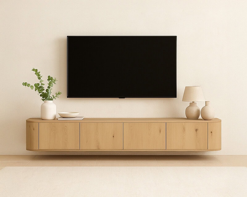 Novero Zwevend 220cm, eikenhout fineer, modern design, minimalistisch