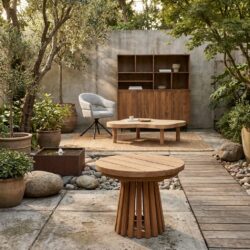 Cindo 50cm tuinmeubel, rond, natuurlijk hout, teakhout