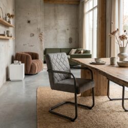 Industrieel ontworpen metalen armstoel in grijs, Bull anthracite kleurtint