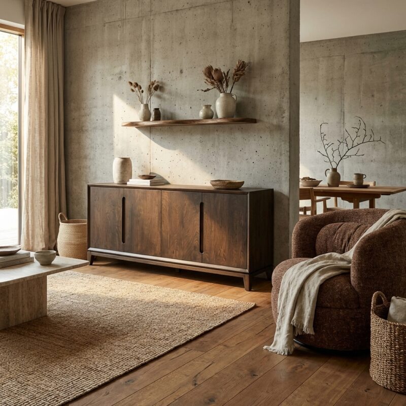 Cortez 190cm dressoir in bruin mangohout met Malta finish