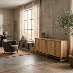 Crotone dressoir Japandi stijl in natuurlijk acacia hout