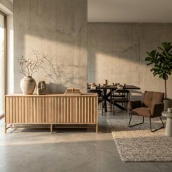 Crotone dressoir Japandi stijl, naturel hout, 220 cm breed