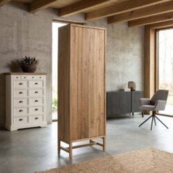 Crotone opbergkast, 55 cm breed, rechtsdraaiend, Japandi stijl, natuurlijk hout